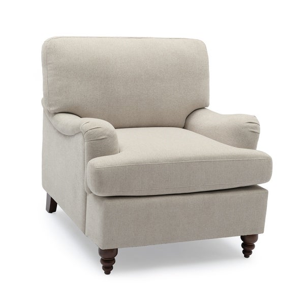 Upholstered Armchair Accent Chair with Solid Wood Legs - 35