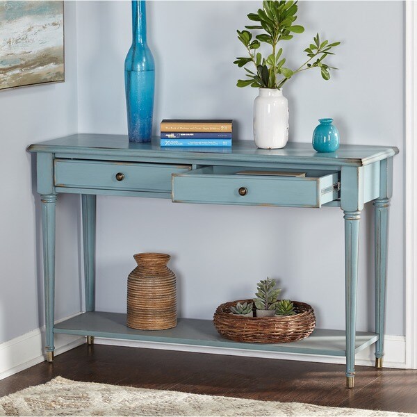 Simple Living Emilia Antique Blue Sofa Table