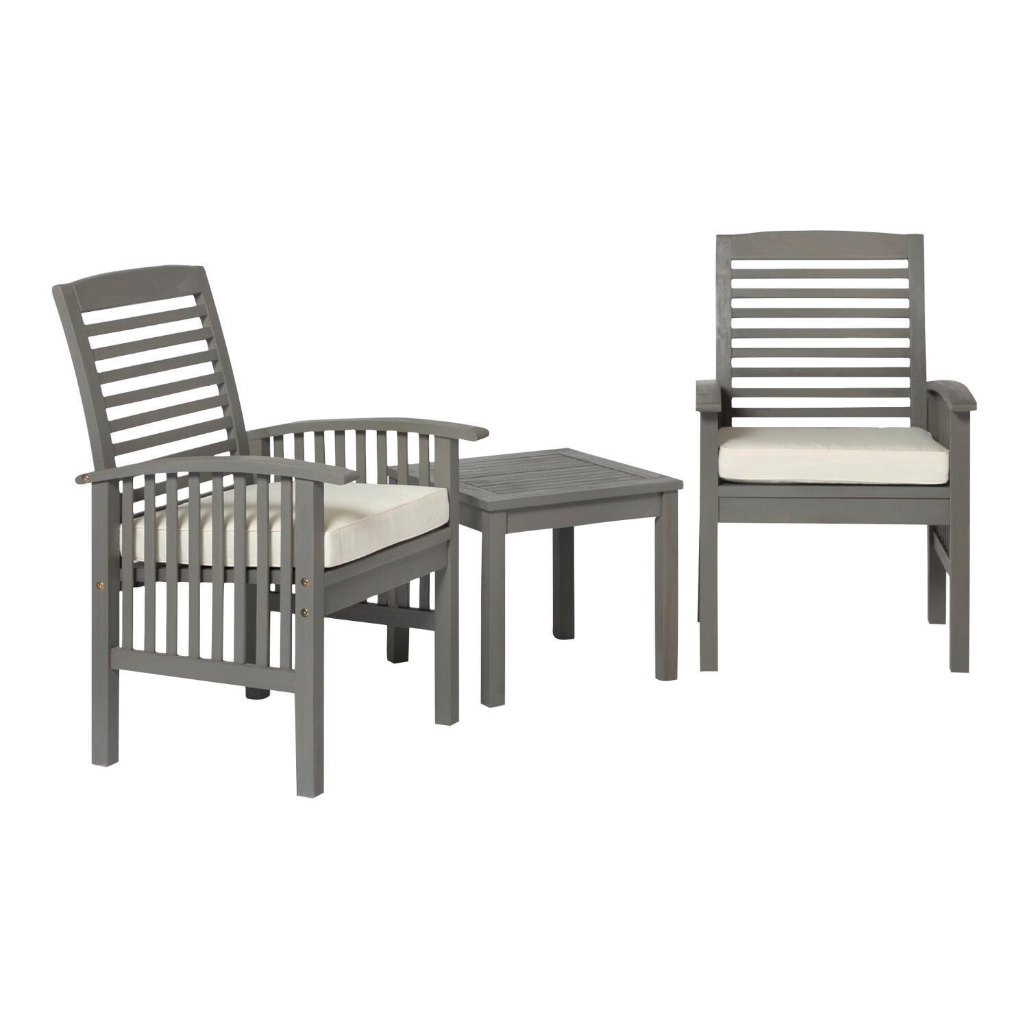 Ultimate Patio 3 Piece Acacia Patio Conversation Set W/ 20 Inch Square Side Table