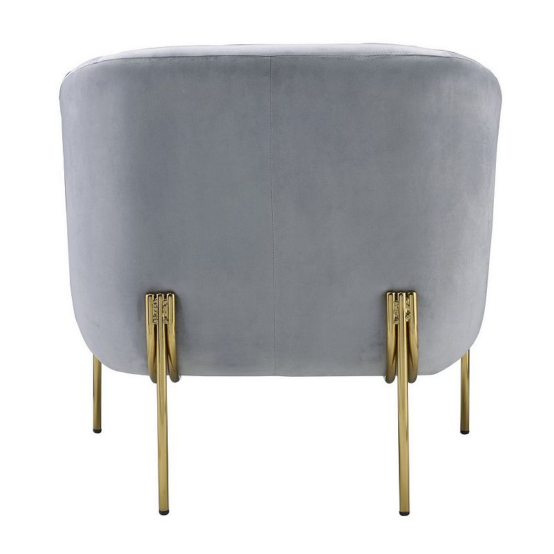 Velvet Upholstered Accent Chair with Spindle Legs， Gray