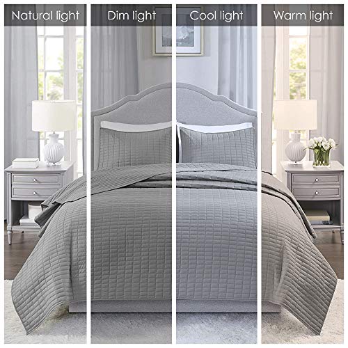 Comfort Spaces Kienna Quilt Set - Luxury Double Sided Stitching Design All Season Lightweight Coverlet Bedspread Bedding Matching Shams 3 Piece