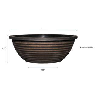 CHG CLASSIC HOME  GARDEN 17 in. Antique Copper Santa Fe Bowl Resin Planter 5601D-174PB