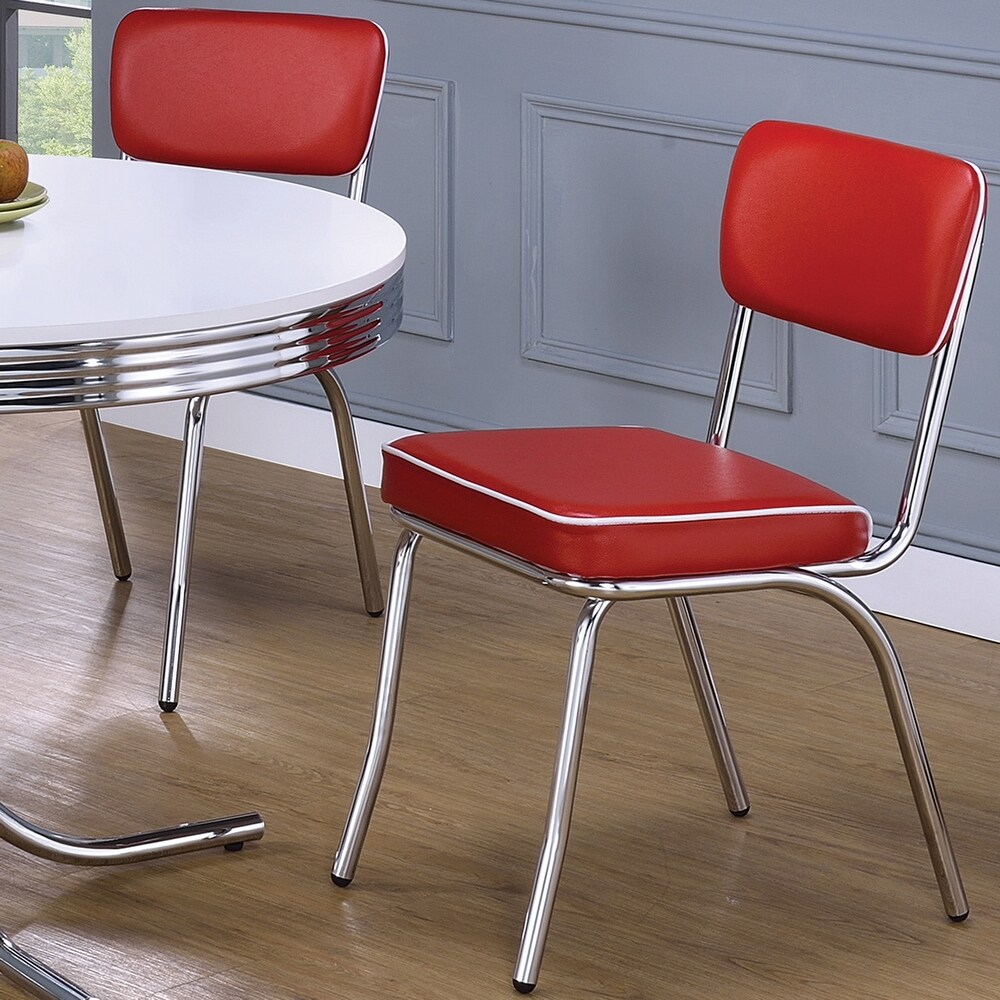 Nostalgic Bistro Retro Design Red Dining Chairs (Set of 2)