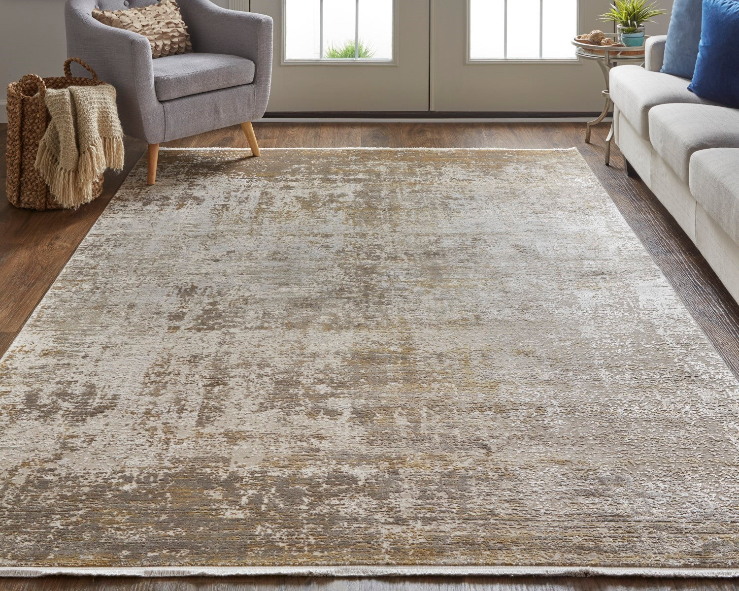 Lindstra Abstract Taupe/Gold/Ivory Rug