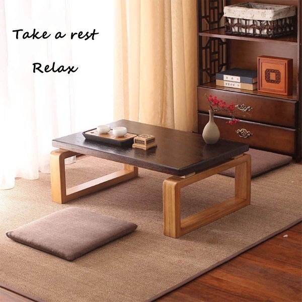 Table Zen Simple Household Solid Wood Table Simple Kang Table Bay Window Coffee Table Paulownia Wood Material Solid Wood