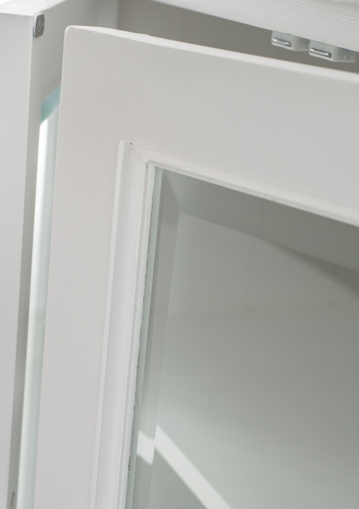 Modern Farm White Glass Door Accent Cabinet   Traditional   Accent Chests And Cabinets   by VirVentures  Houzz