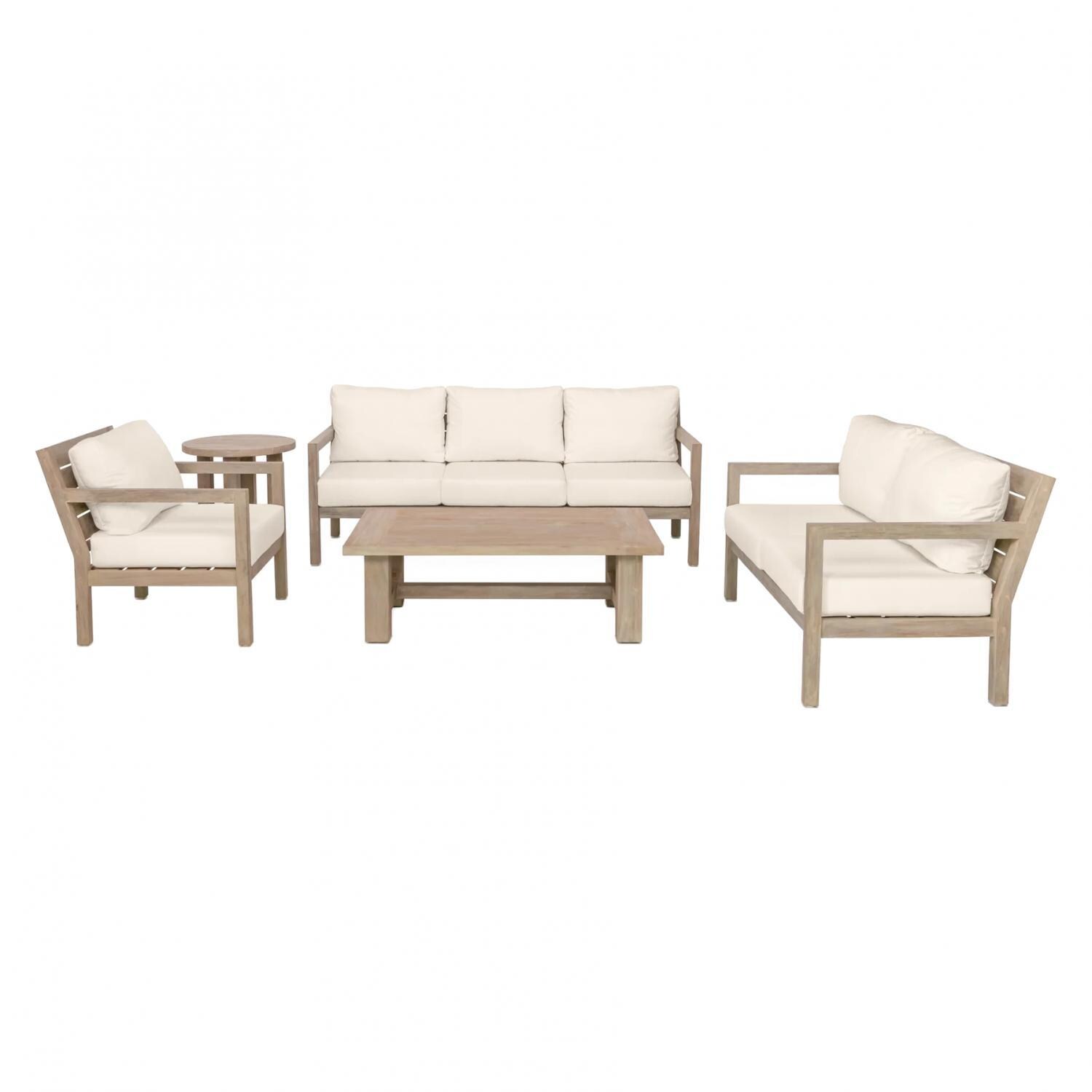 Signature Sabine Landing 5 Piece Brushed Teak Patio Seating Set