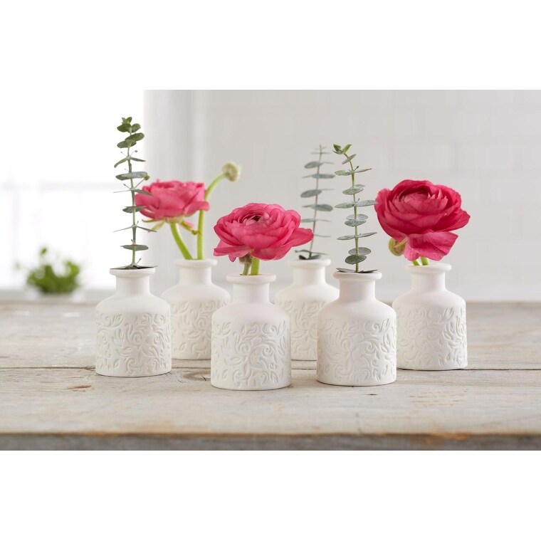 Mini Ceramic Flower Bud Vases  Perfect for Budding Flowers  Small Plants or Decoration Piece Floral Decoration (White)