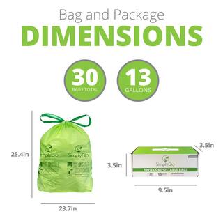 Simply Bio 13 Gal. 1  Mil Compostable Trash Bags with Drawstring Eco-Friendly Heavy-Duty (30-Count) SB-13GAL-D-30PK