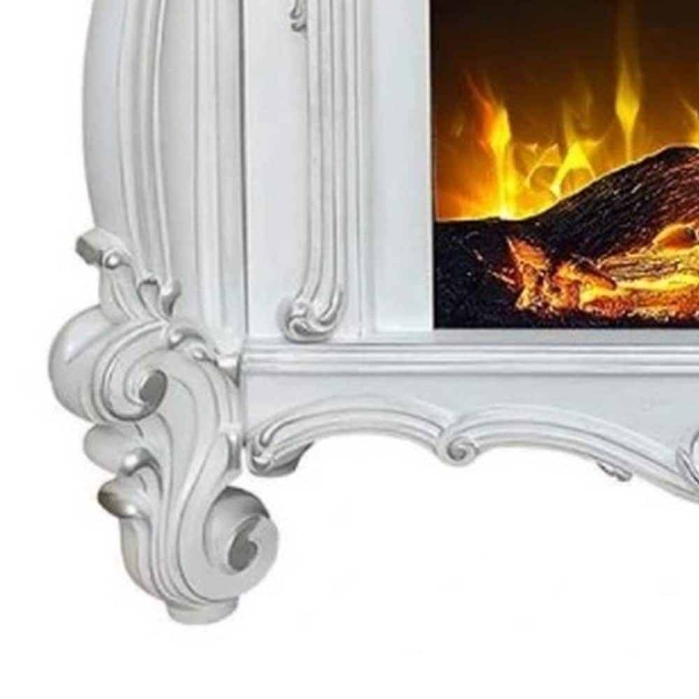 Kai 47 Inch Classic Electric Fireplace  Fire Safety  Remote  Timer  White