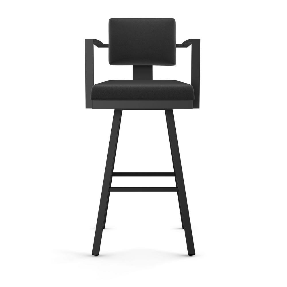 Akers 30 in. Black Faux LeatherBlack Metal Swivel Bar Stool 41431-30WE1B25DAF4