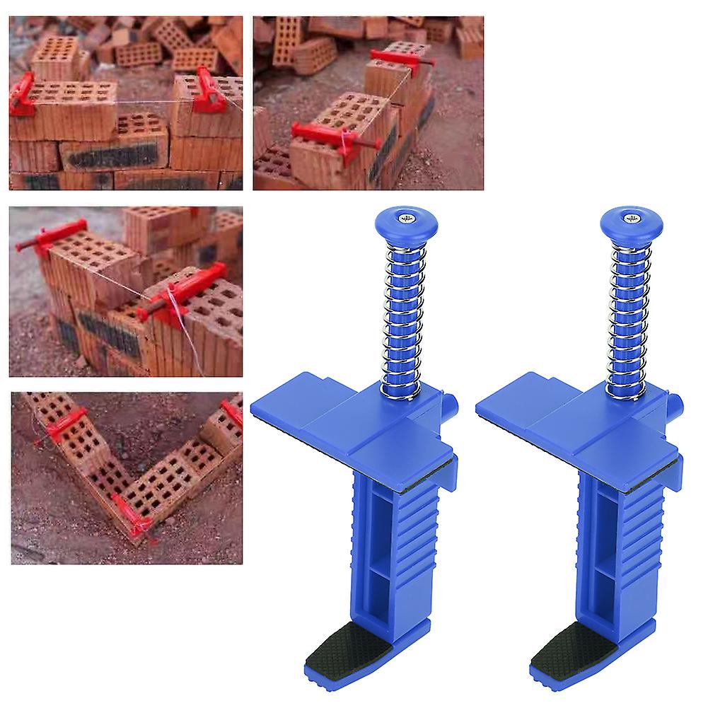 2pcs Brick Liner Runner Leveling Measuring Tool With Wire Drawer Plastic Bricklaying Tool Fixer Engineering Accessory For Building Construction[blue]