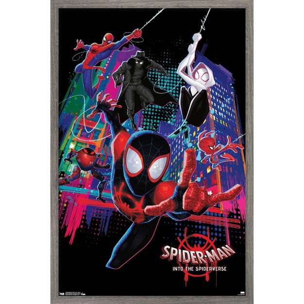 Trends International Marvel Cinematic Universe Spider man Into The Spider verse Group Framed Wall Poster Prints