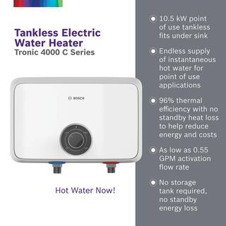 Bosch Tronic 4000C TR4000C-10 10.5kw 2.04 GPM Point-of-Use Electric Tankless Water Heater TR4000C-10