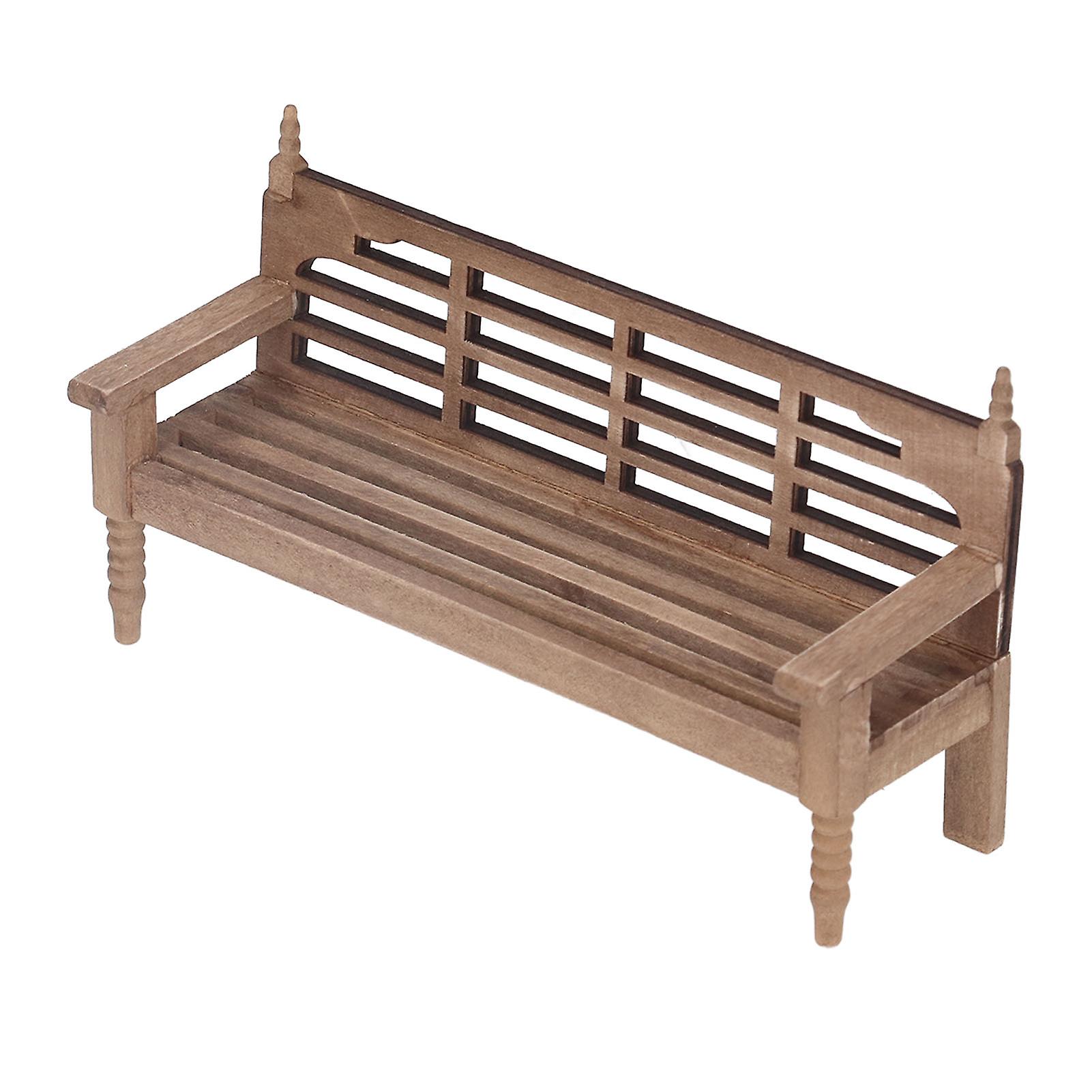 1:12 Dollhouse Miniature Garden Bench Unpainted Miniature Wooden Park Bench for Dollhouse Accessories