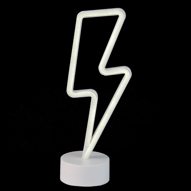 Battery Operated Neon Style Led Lightening Bolt Table Light White