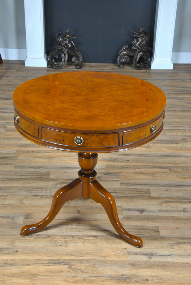 Burled Drum Table   Traditional   Side Tables And End Tables   by Niagara Furniture  Houzz