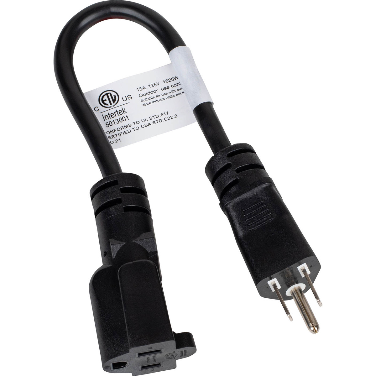 1 ft. Outlet Saver Black NEMA 5-15P to 5-15R 16/3 Power Extension Cord