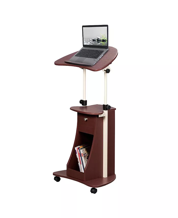 RTA Products Techni Mobili Sit-to-Stand Rolling Adjustable Laptop Cart