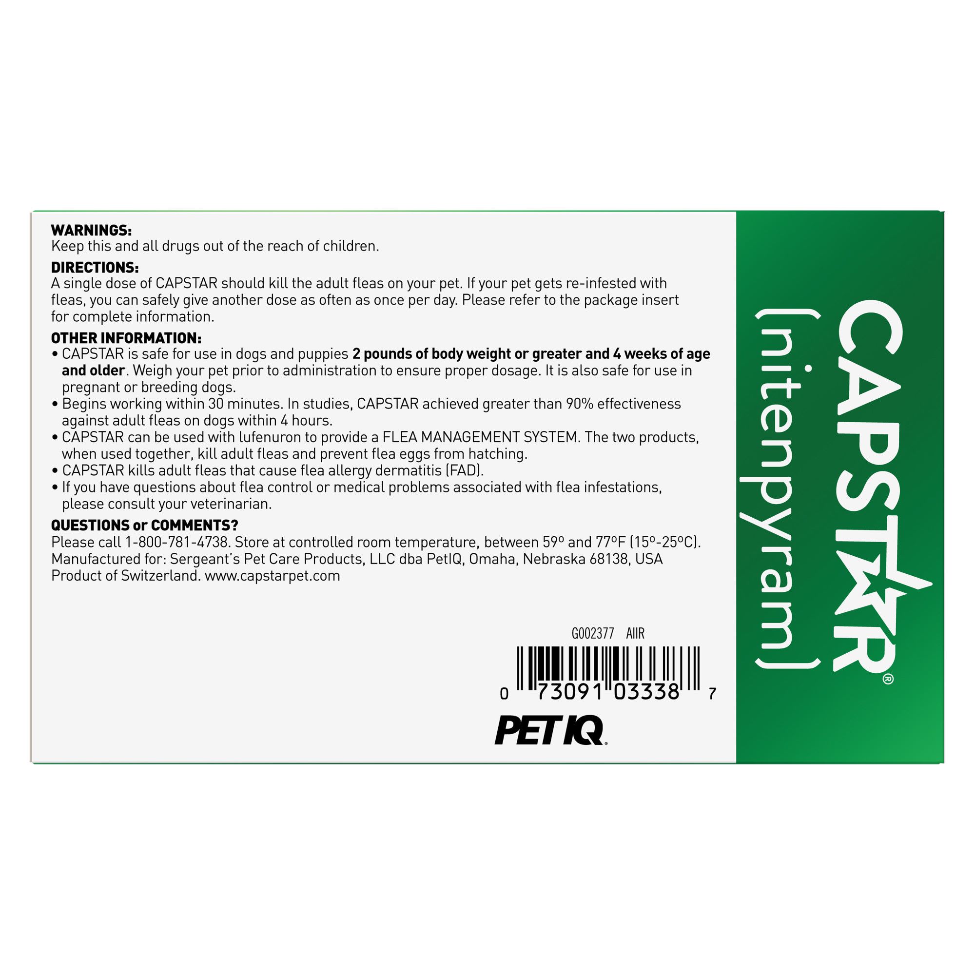 Capstar Flea Tablets for Dogs over 25 lbs.， Count of 6