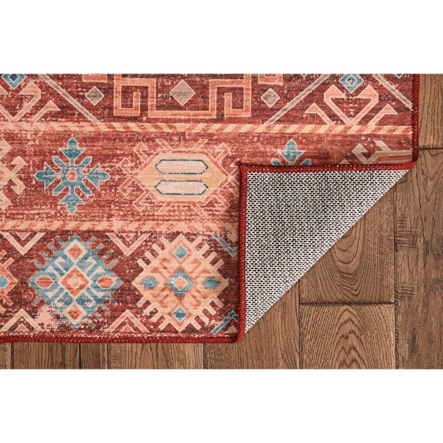 Washable Devlin Rug Red ivory Linon