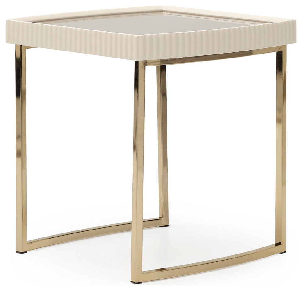 Lisbon Side Table  Silken Matte Cream   Contemporary   Side Tables And End Tables   by Michael Amini  Houzz