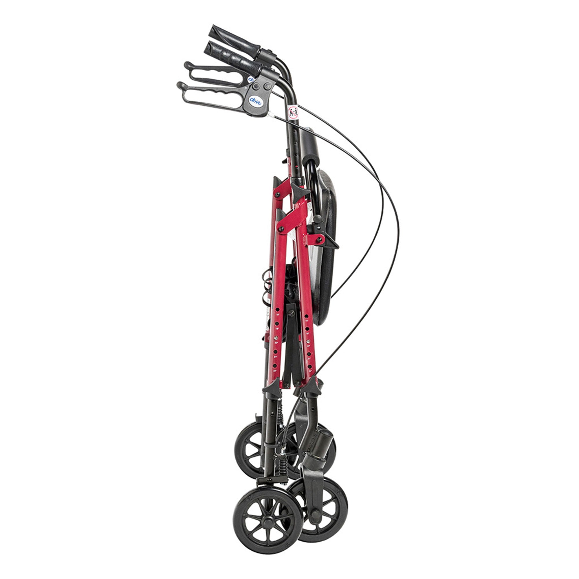 Drive Medical Adjustable Height Aluminum Frame Rollator with 6 Inch Casters, Red