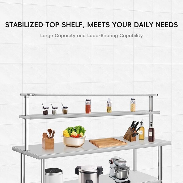 Stainless Steel Table with Overshelf，60