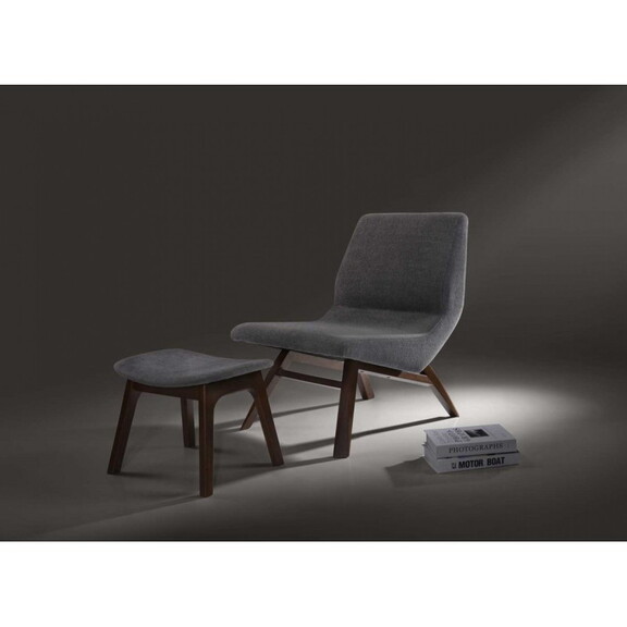 Modrest Whitney Modern Grey   Walnut Accent Chair ...