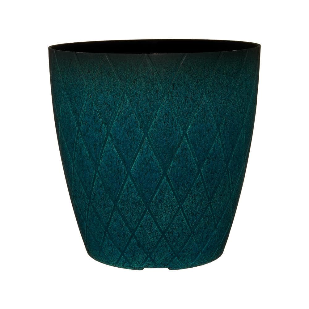 CHG CLASSIC HOME  GARDEN Mandy 12 in. Teal Speckle Resin Planter HD1421-612R