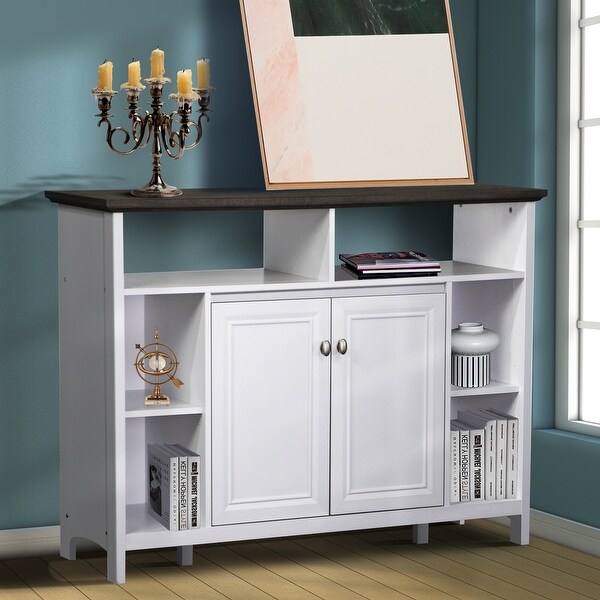 Olivia Console Table with Storage in Grey Oak and White Finish