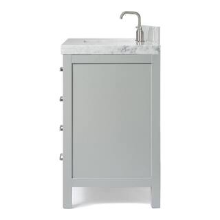 ARIEL Cambridge 55 in. Bath Vanity in Grey with Marble Vanity Top in Carrara White with White Basin A055SCWRVOGRY