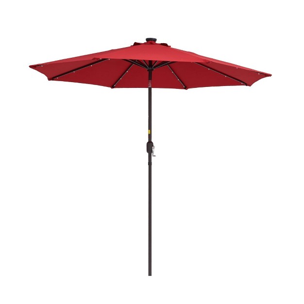 9 x27 X 9 x27 Solar Led Patio Umbrella With Tilt Adjustment And Crank Lift Red Wellfor