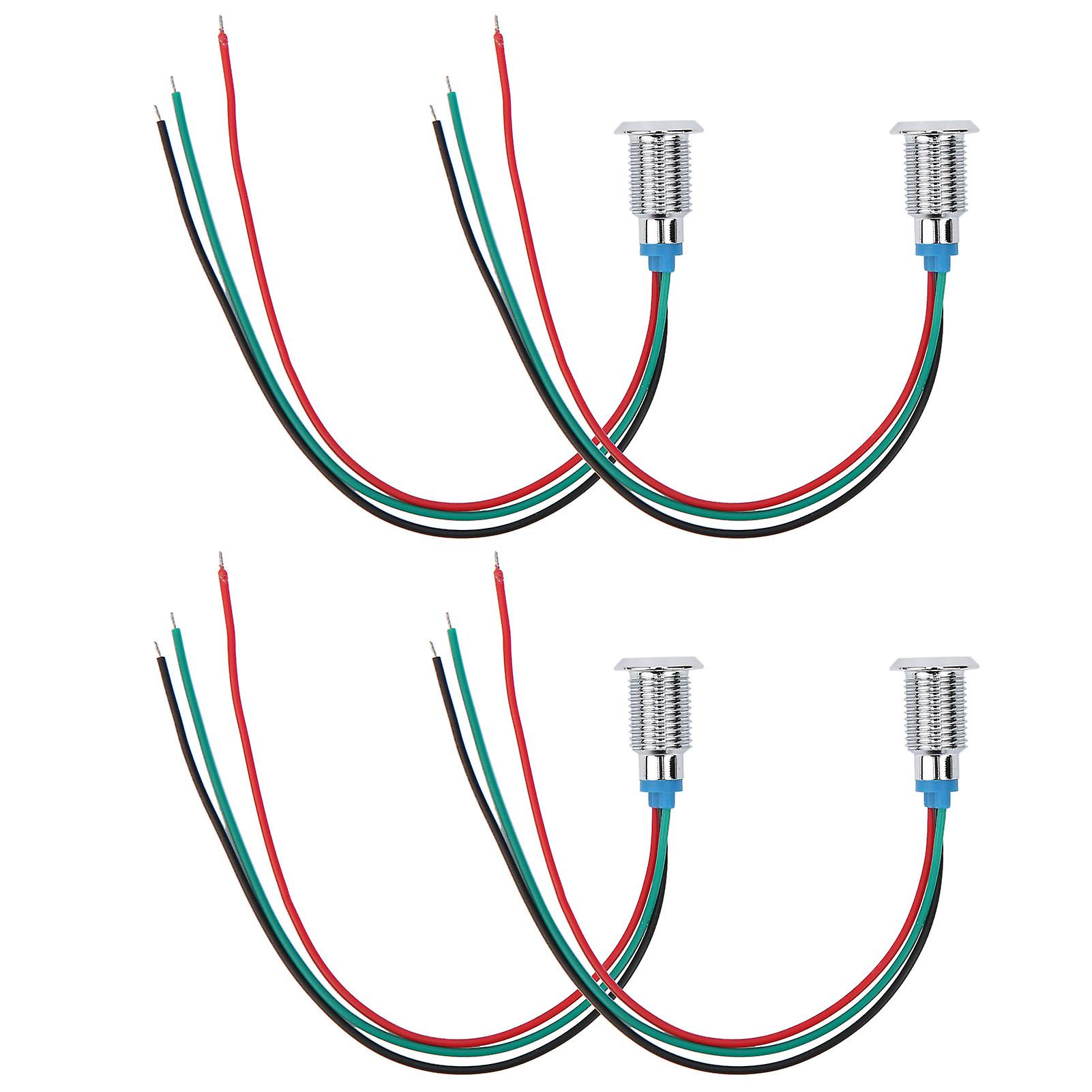 4 Sets PreWired Round LEDs Waterproof Dustproof 2-Color Common Cathode 10mm 110220V(Red and Green )