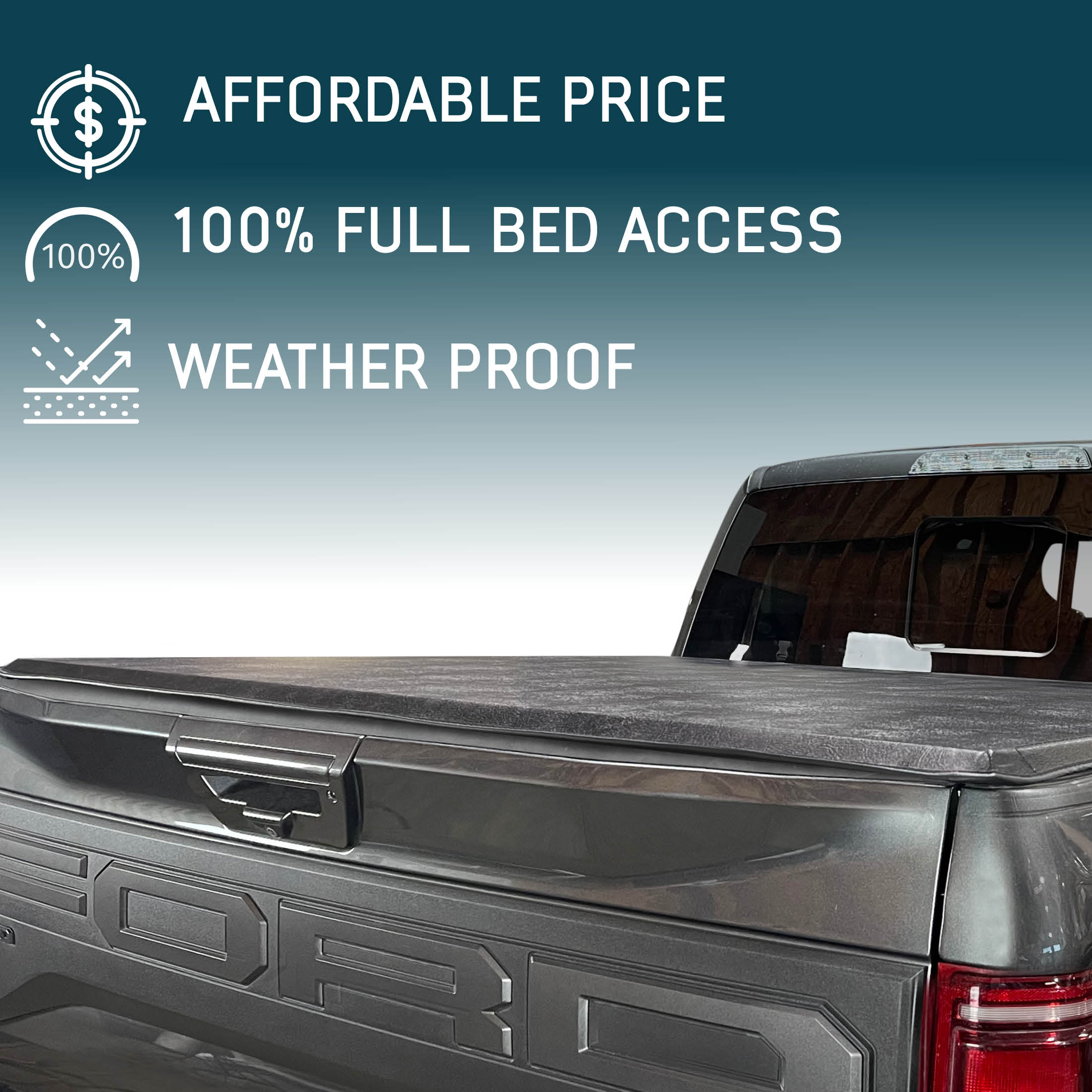 King 4WD Velcro Soft Roll Up Truck Bed Tonneau Cover for Ford 2015-Current F-150 6.5' Bed