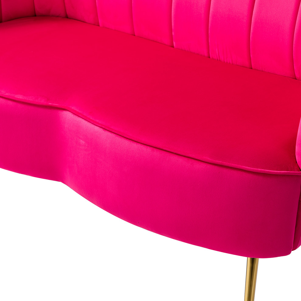 Upholstered 52 quotLoveseat With Tufted Back   Midcentury   Loveseats   by Karat Home  Houzz