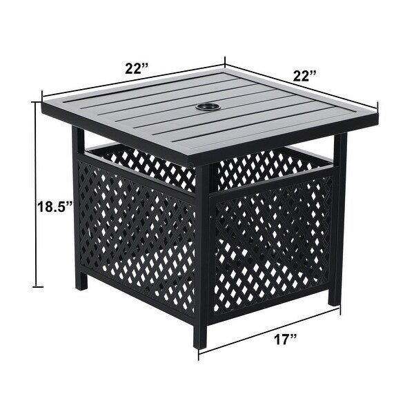 3-Piece Patio Dining Set， Side Metal Table and 2 C Spring Motion Chairs， Conversation Coffee Sets with Umbrella Hole - Overstock - 32432259