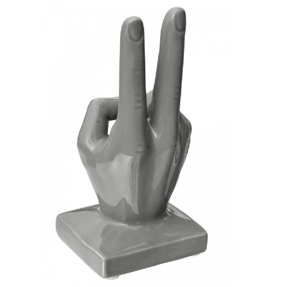 Britalia 880016 Grey Ceramic V for Victory Hand Sign Sculpture 18cm