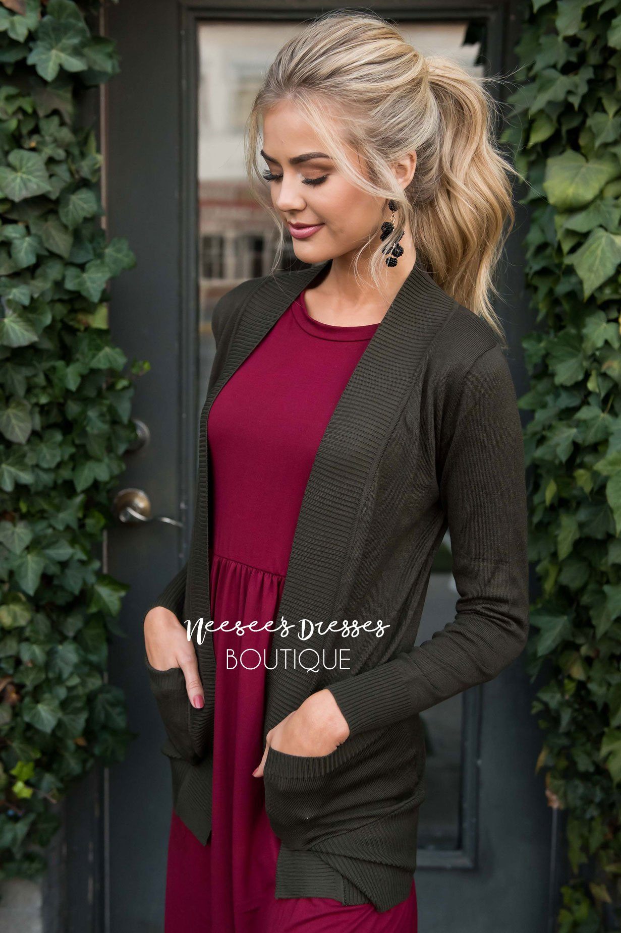 Simple Long Sleeve Pocket Cardigan