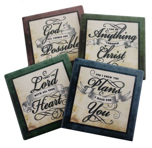 Ebros Inspirational Scripture Verses Coaster Set of 4 Christian and Spiritual Gift