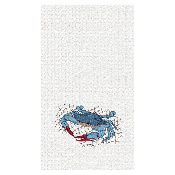 Catch of The Day Embroidered Waffle Weave Cotton Kitchen Towel