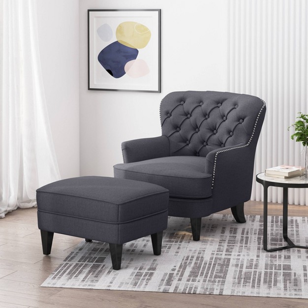 Correia Contemporary Chair And Ottoman Set Christopher Knight Home