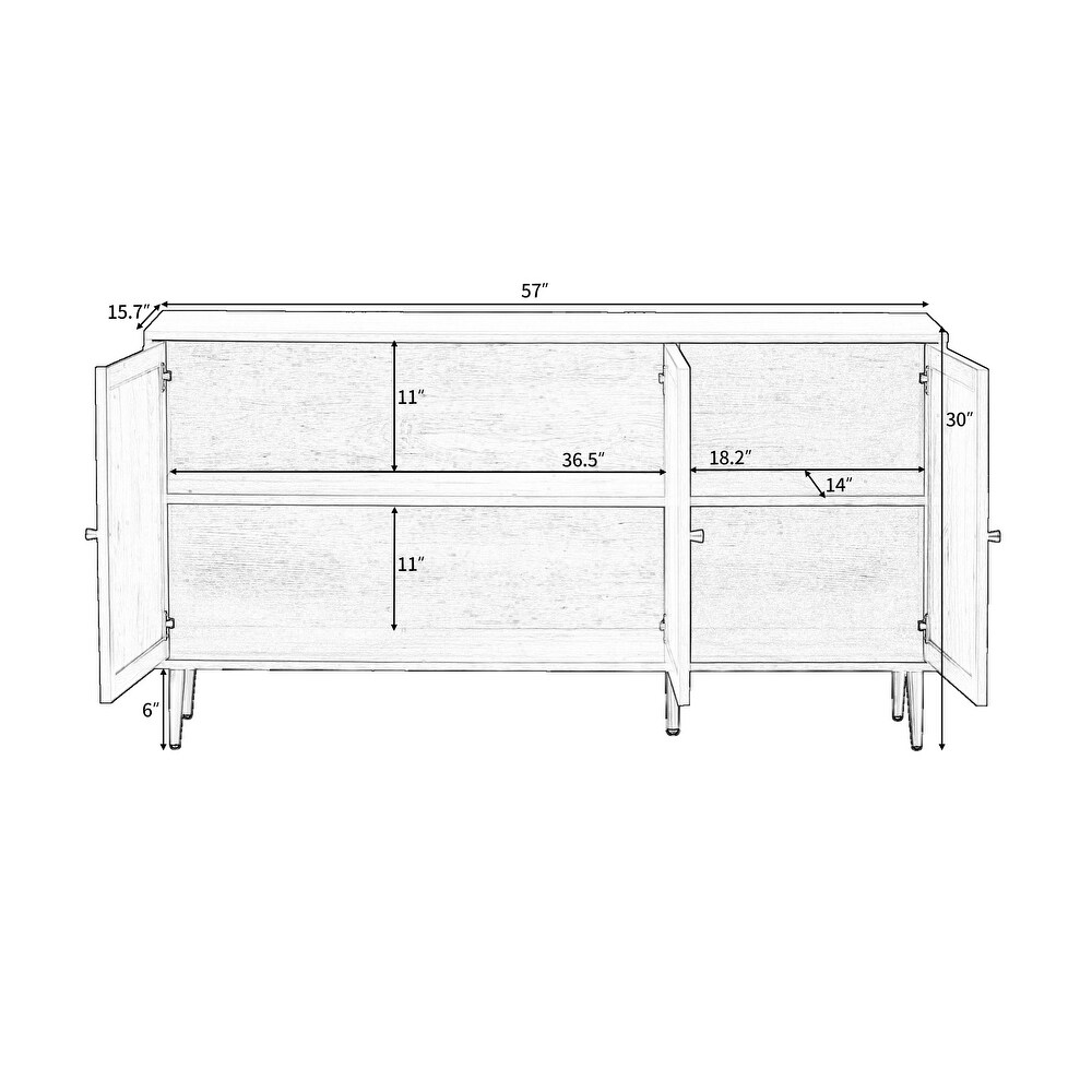 TV Stand with Rattan Door for Televisions up to 55\