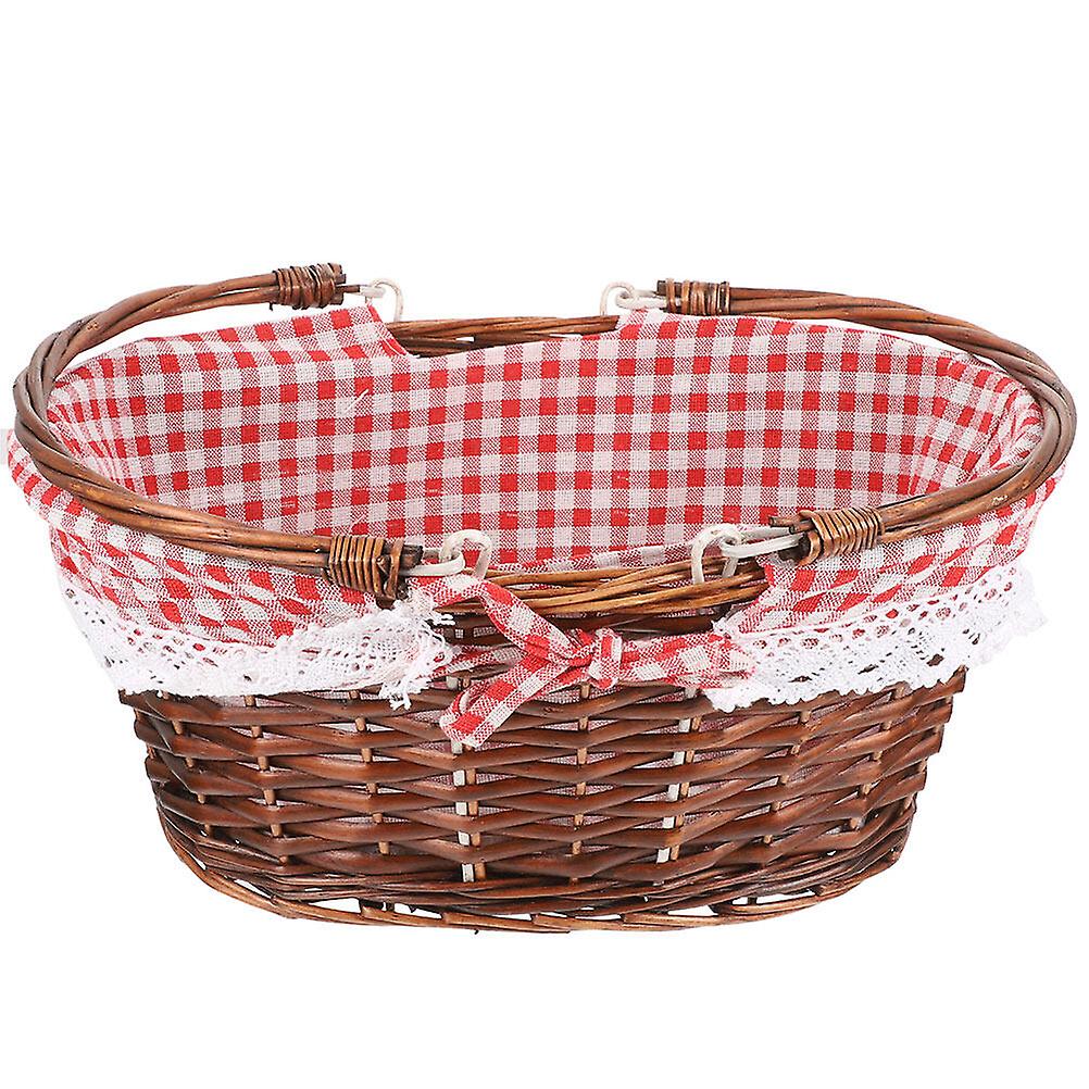 Picnic Basket With Handle Woven Basket Fruits Basket Wicker Storage Basket Fruits Storage Basket