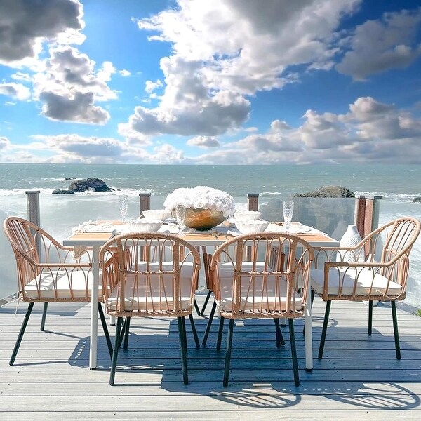 Moasis 7Piece Outdoor Dining Set Patio Furniture with Umbrella Hole