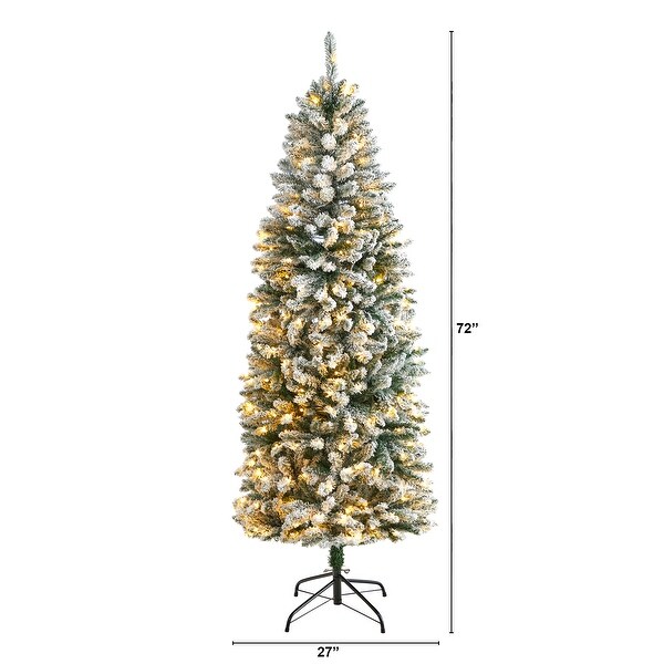 6' Slim Flocked Artificial Christmas Tree with 250 Lights