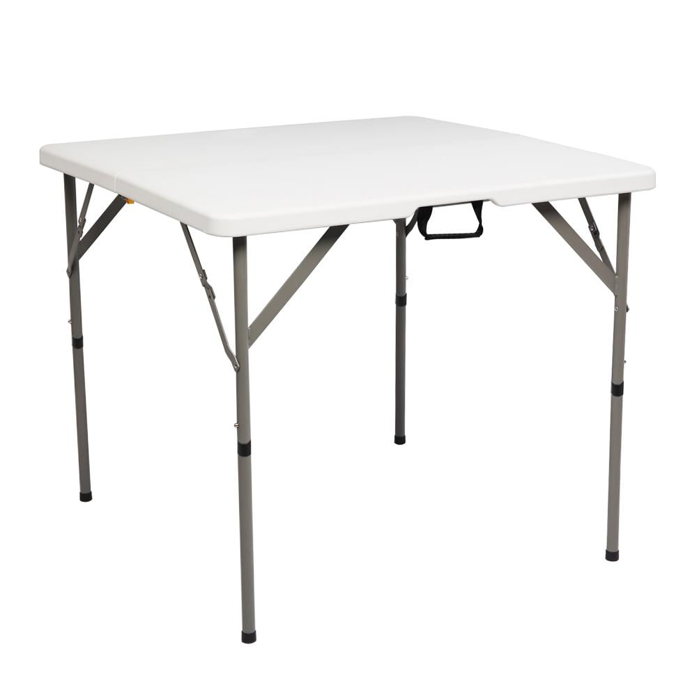 UBesGoo 6ft Square Granite White Plastic Folding Table， 34 in Square Picnic Table