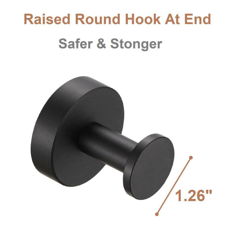 Interbath Round Bathroom Robe Hook and Towel Hook in Aluminum Black (Set of 4) ITBDR204P4MB