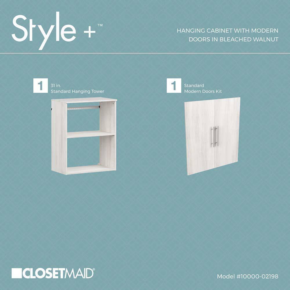 ClosetMaid Style+ 14.59 in. D x 25.12 in. W x 31.28 in. H Bleached Walnut Laundry Room Floating Cabinet Kit with Modern Doors 10000-02198