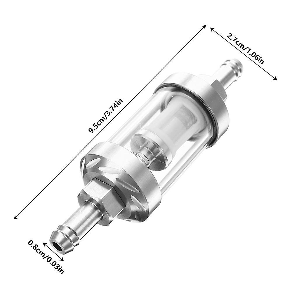 Universal 8mm Motorcycle Washable Chrome Glass Fuel Petrol Inline Filter Motorcycle Fuel Filter